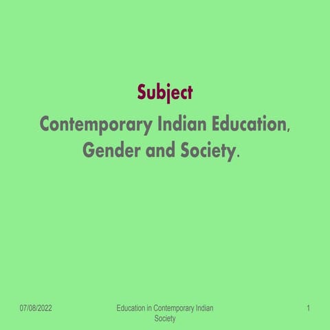Education In Contemporary Indian Society