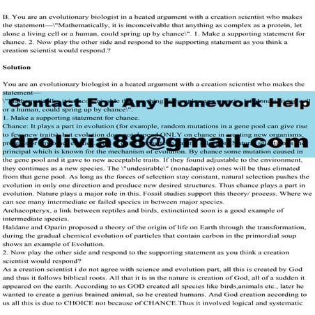 B. You are an evolutionary biologist in a heated argument with a cre.pdf