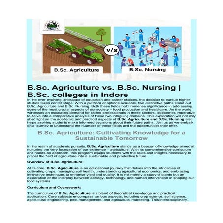 B.Sc. Agriculture vs. B.Sc. Nursing | B.Sc. colleges in Indore