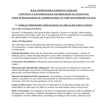 B.Ed Pedagogical Approaches at the Secondary Stage.