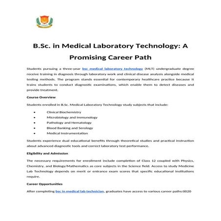 B.Sc. in Medical Laboratory Technology A Promising Career Path.docx