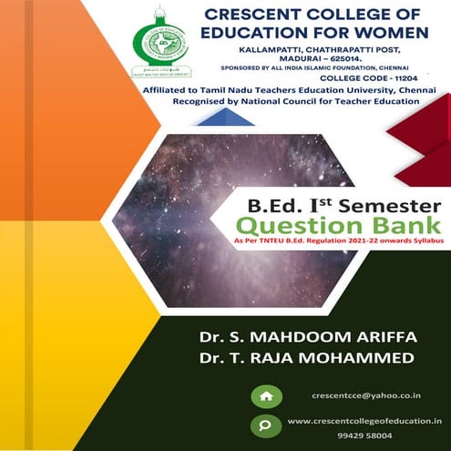 B.Ed. I - Semester Question Bank - TNTEU