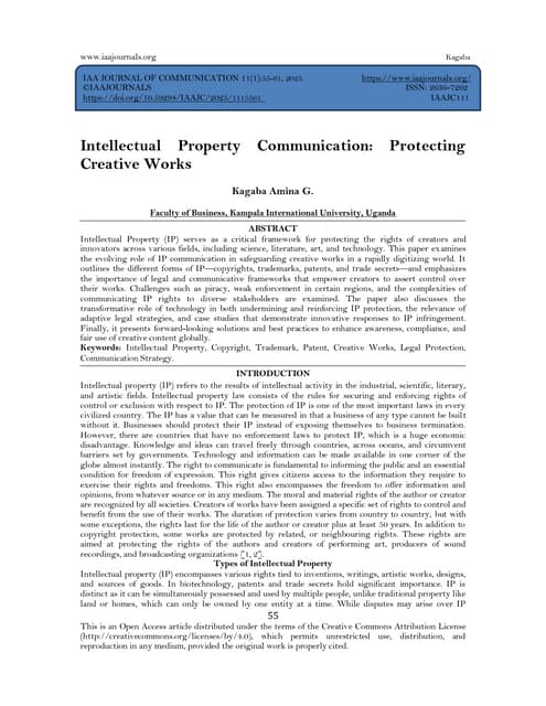Intellectual Property Communication: Protecting  Creative Works (www.kiu.ac.ug)
