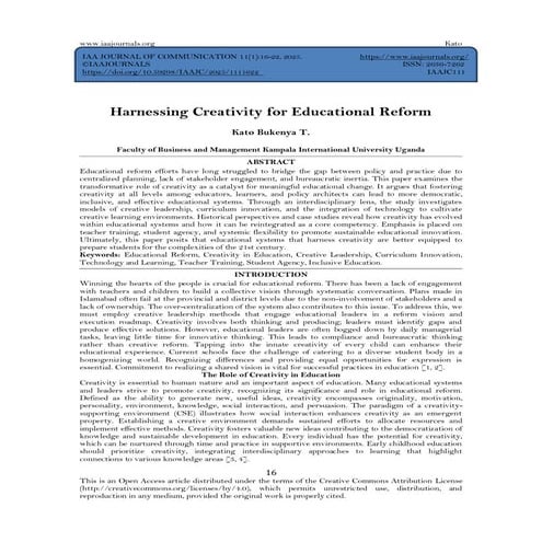 Harnessing Creativity for Educational Reform (www.kiu.ac.ug)