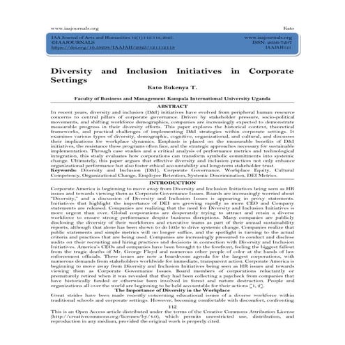 Diversity and Inclusion Initiatives in Corporate  Settings (www.kiu.ac.ug)