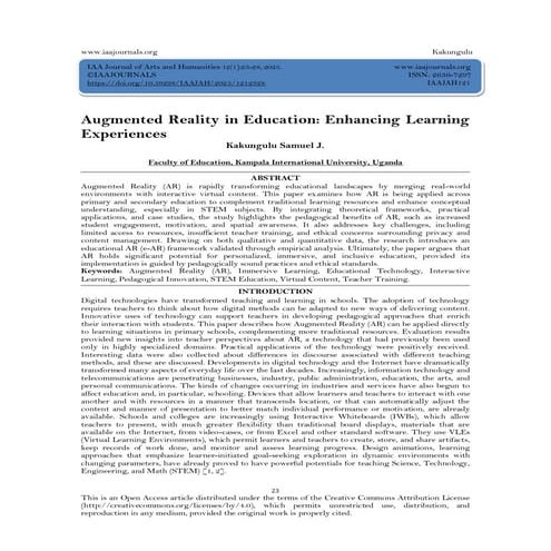 Augmented Reality in Education: Enhancing Learning  Experiences (www.kiu.ac.ug)