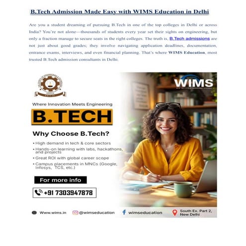B.Tech Admission Consultants in Delhi - WIMS Education.pdf