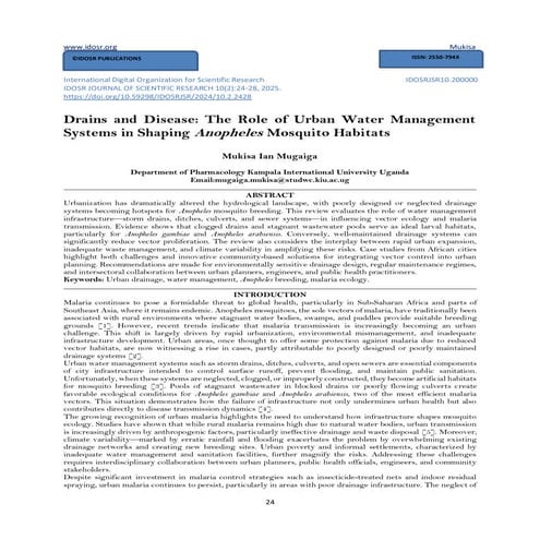 Drains and Disease: The Role of Urban Water Management  Systems in Shaping An...