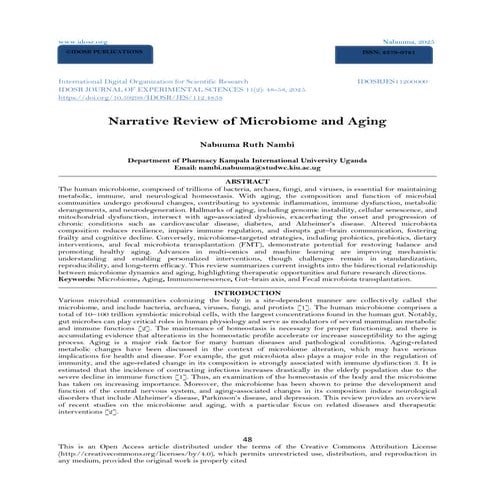 Narrative Review of Microbiome and Aging (www.kiu.ac.ug) | PDF