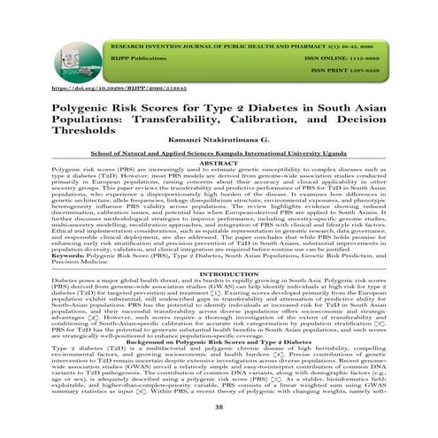 Polygenic Risk Scores for Type 2 Diabetes in South Asian Populations ...