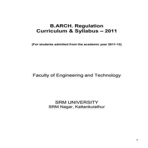 B.arch. 2011 regulations curriculum and syllabus