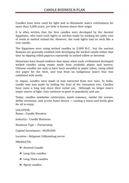 Candle making business plan ppt image