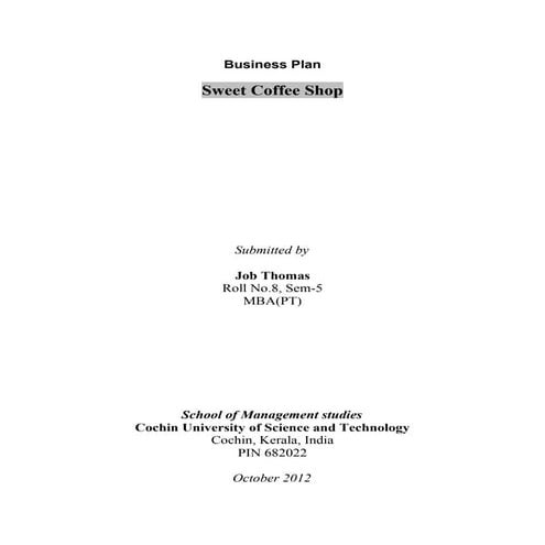 Business plan for Coffee Shop