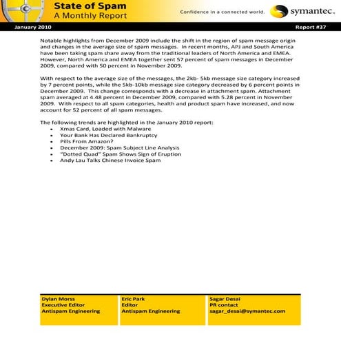 Spam Report Gennaio 2010