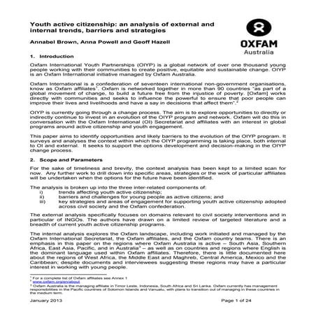 Youth Active Citizenship Context Analysis 2013