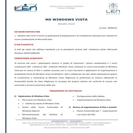 MS Windows Vista - Scheda corso LEN