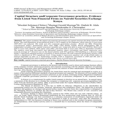 Capital Structure andCorporate Governance practices. Evidence from Listed Non...