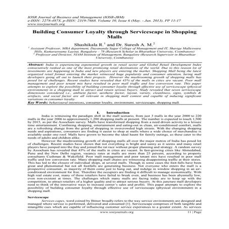 Building Consumer Loyalty through Servicescape in Shopping Malls