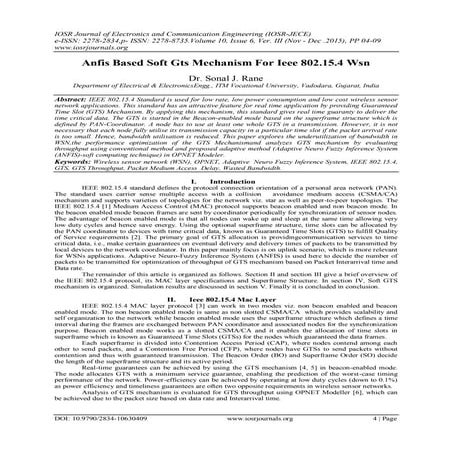 Anfis Based Soft Gts Mechanism For Ieee 802.15.4 Wsn