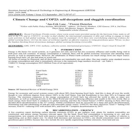 Climate Change and COP23: self-deceptions and sluggish coordination