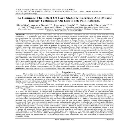 To Compare The Effect Of Core Stability Exercises And Muscle Energy ...