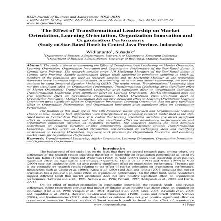 The Effect of Transformational Leadership on Market Orientation, Learning Ori...