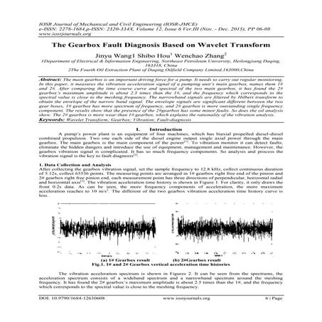 The Gearbox Fault Diagnosis Based on Wavelet Transform