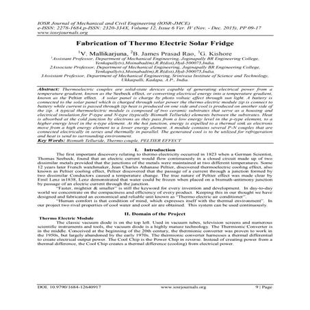 Refrigeration Using Peltier Module System Pdf