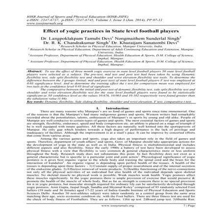 Effect of yogic practices in State level football players