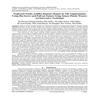 Neglected Tendo-Achilles Rupture Re...