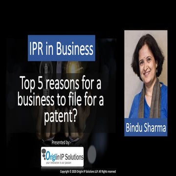 IPR in Business #01:  Why should a business file for a patent