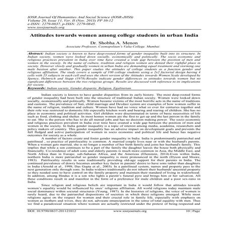 Attitudes towards women among college students in urban India | PDF