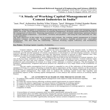 FINANCIAL PERFORMANCE OF TANCEM CEMENT COMPANY IN TAMIL NADU - A STUDY ...