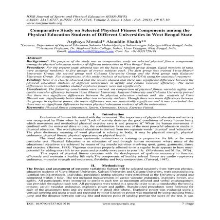 Comparative Study on Selected Physical Fitness Components among the Physical ...