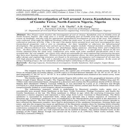 Geotechnical Investigation of Soil around Arawa-Kundulum Area of Gombe Town, ...