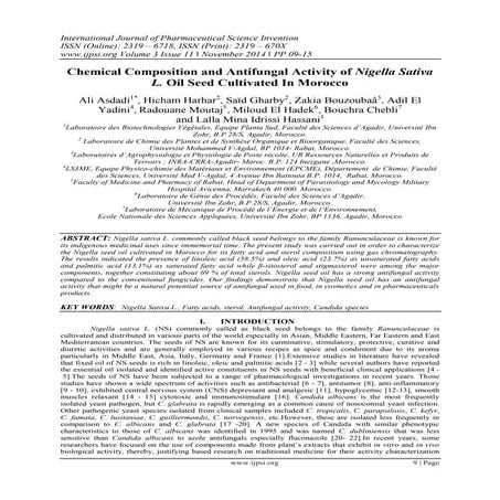 	Chemical Composition and Antifungal Activity of Nigella Sativa L. Oil Seed C...