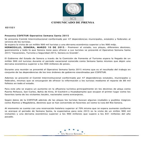 10-03-2015 Presenta COFETUR Operativo Semana Santa 2015. B031521