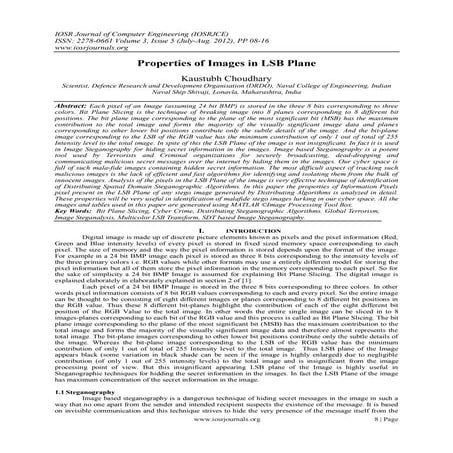 Properties of Images in LSB Plane