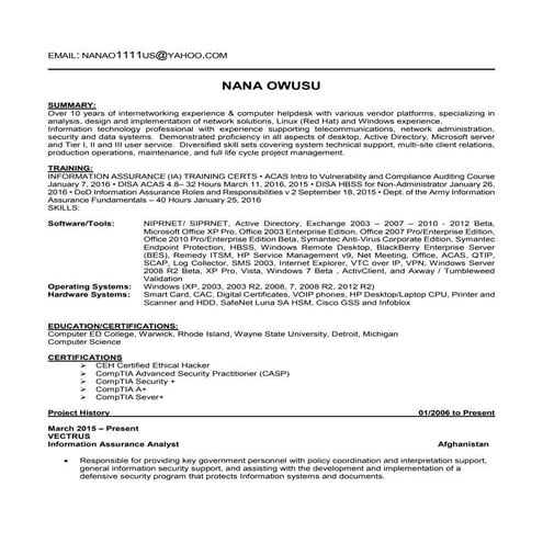 Nana Owusu resume today