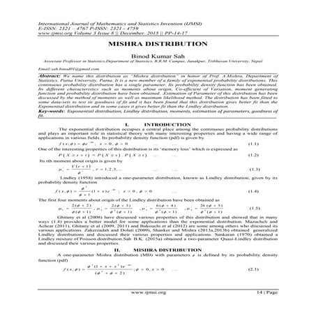MISHRA DISTRIBUTION