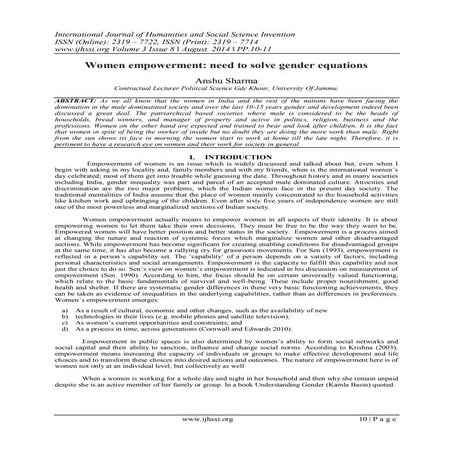 Women empowerment: need to solve gender equations