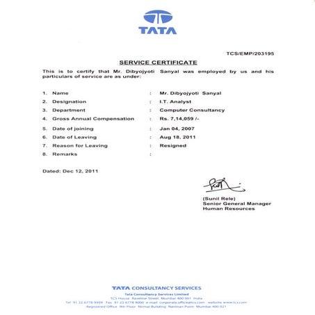 TCS Letter | PDF