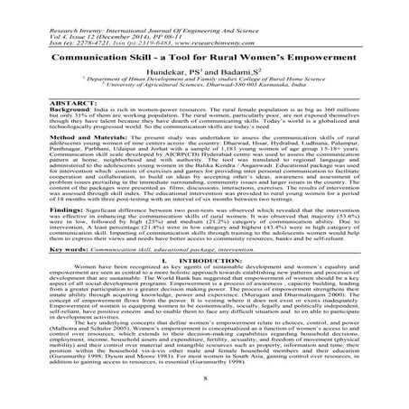 Communication Skill - a Tool for Rural Women's Empowerment | PDF