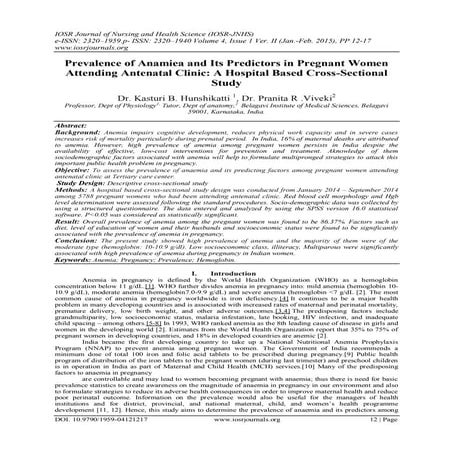 Prevalence of Anamiea and Its Predictors in Pregnant Women Attending Antenata...