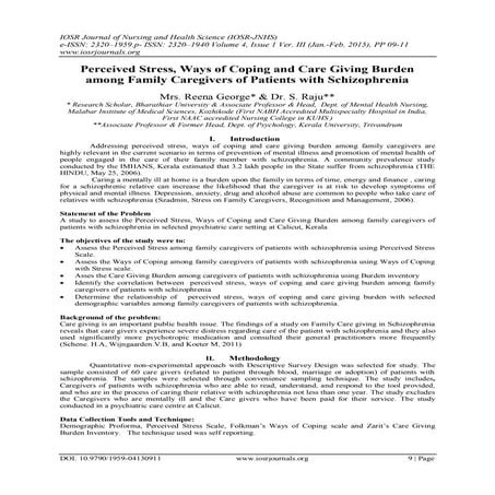 Perceived Stress, Ways of Coping and Care Giving Burden among Family ...