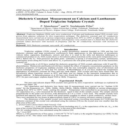 Dielectric Constant Measurement on Calcium and Lanthanum Doped Triglycine Sul...