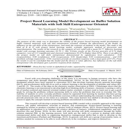 Project Based Learning Model Development on Buffer Solution Materials with So...