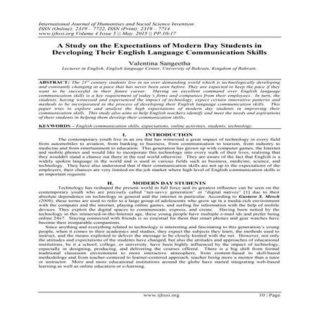 A Study on the Expectations of Modern Day Students in Developing Their Englis...