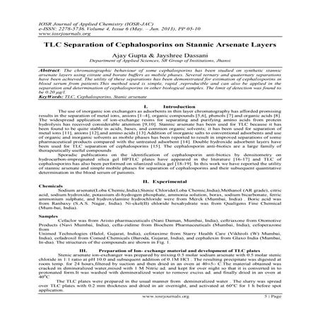 TLC Separation of Cephalosporins on Stannic Arsenate Layers