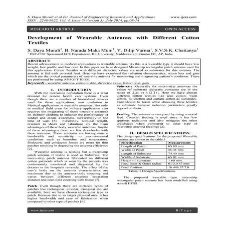 Development of Wearable Antennas with Different Cotton Textiles